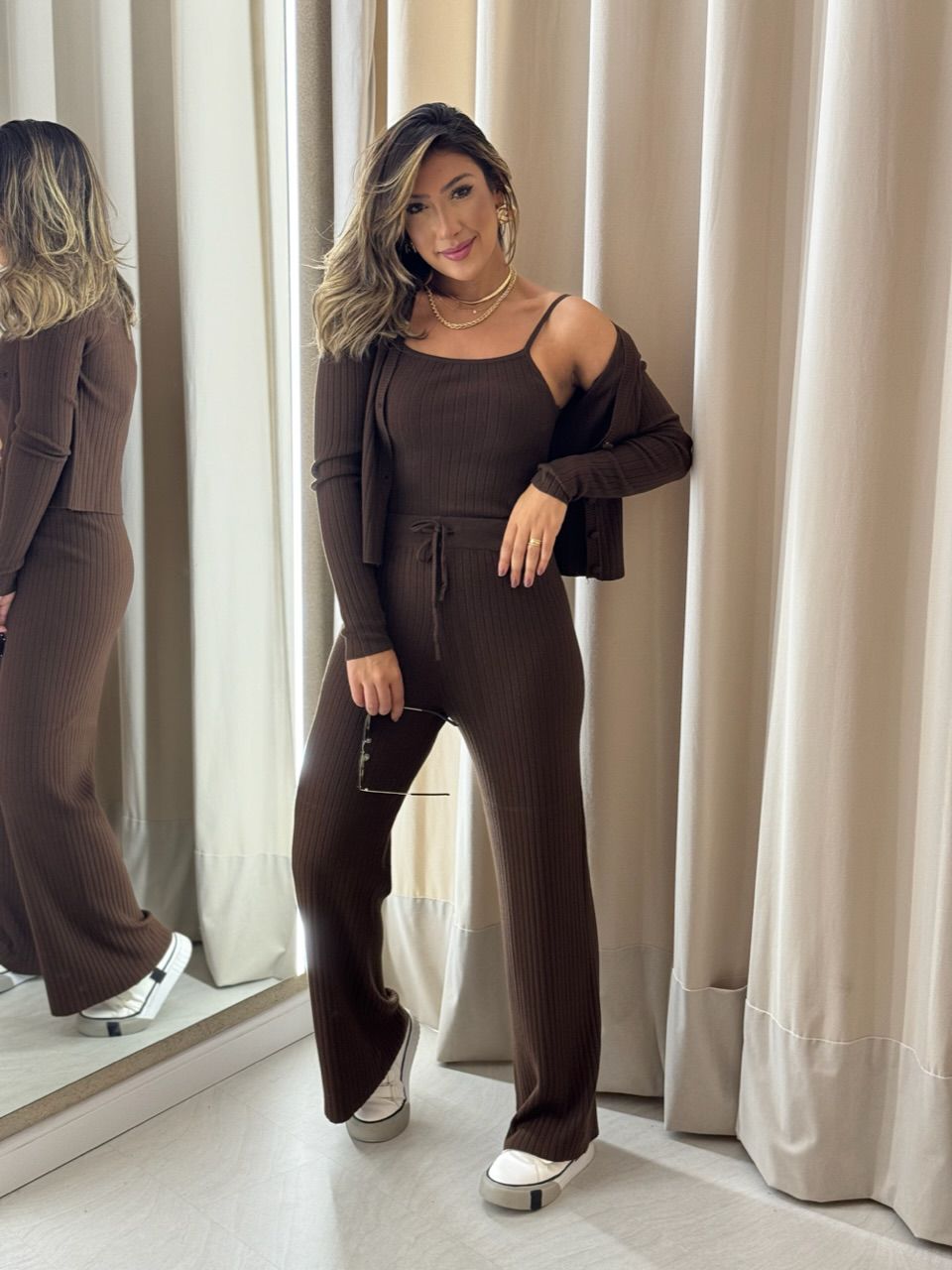 CONJUNTO EMÍLIA MODAL MARROM - 0050970054 - CAROLLA FERRARO