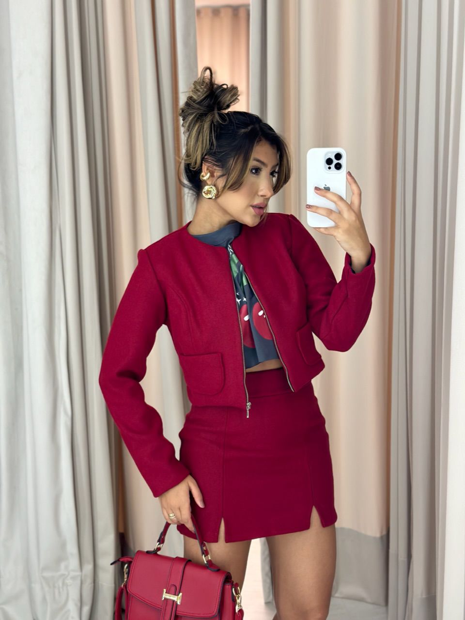 JAQUETA LÃ BATIDA CF CHERRY RED