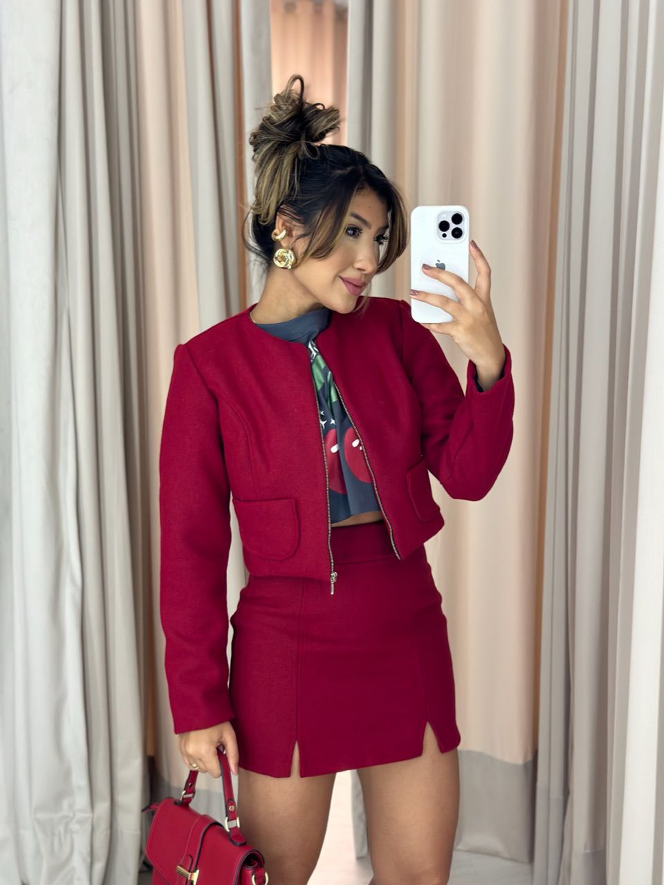 JAQUETA LÃ BATIDA CF CHERRY RED