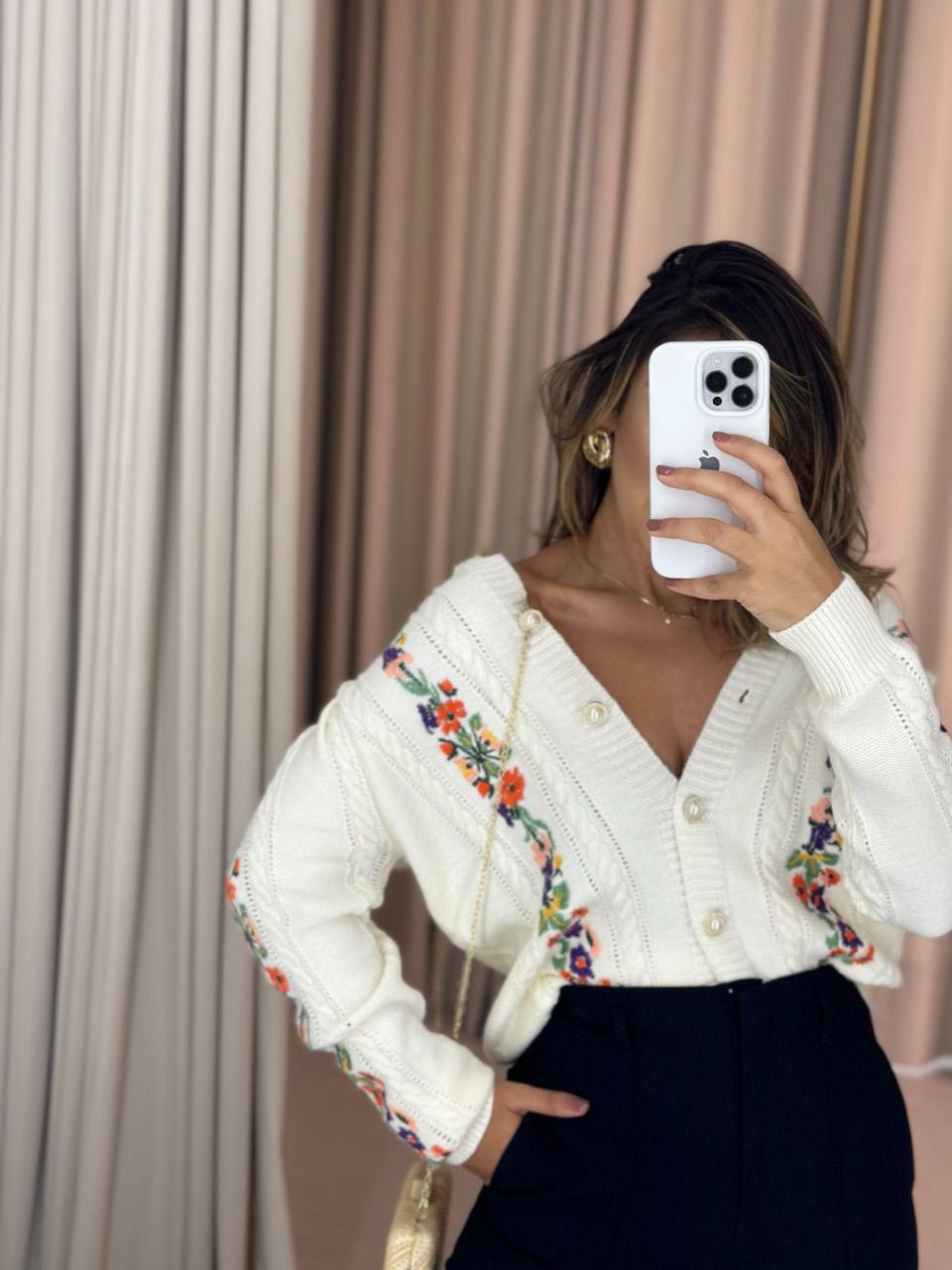 TRICOT DANIELE FLORAL OFF - 0050980048 - CAROLLA FERRARO