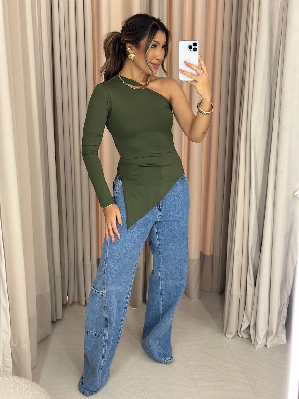 BLUSA TACIANE CF NULA MANGA verde
