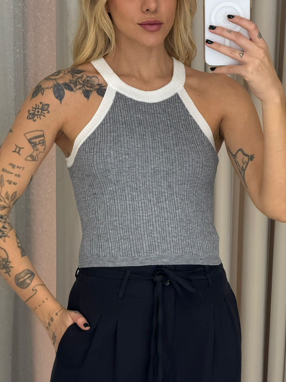 CONJUNTO SERENA TRICOT MANGA CINZA