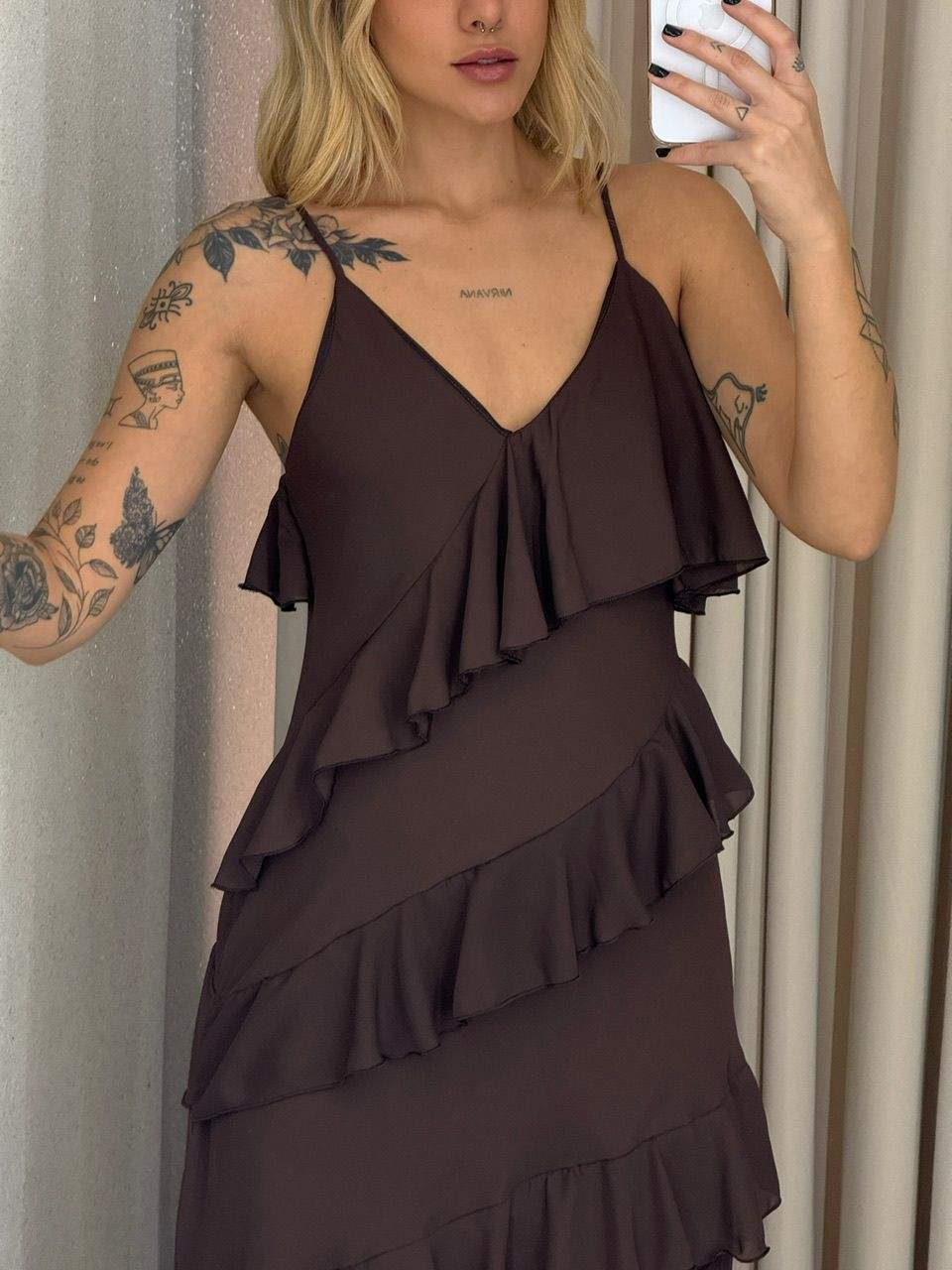 VESTIDO JAMILE LONGO MARROM