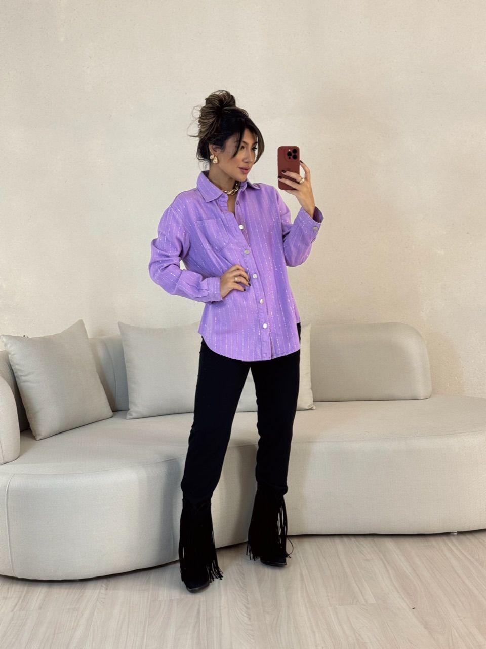 CAMISA MELISSA BRILHO LILÁS