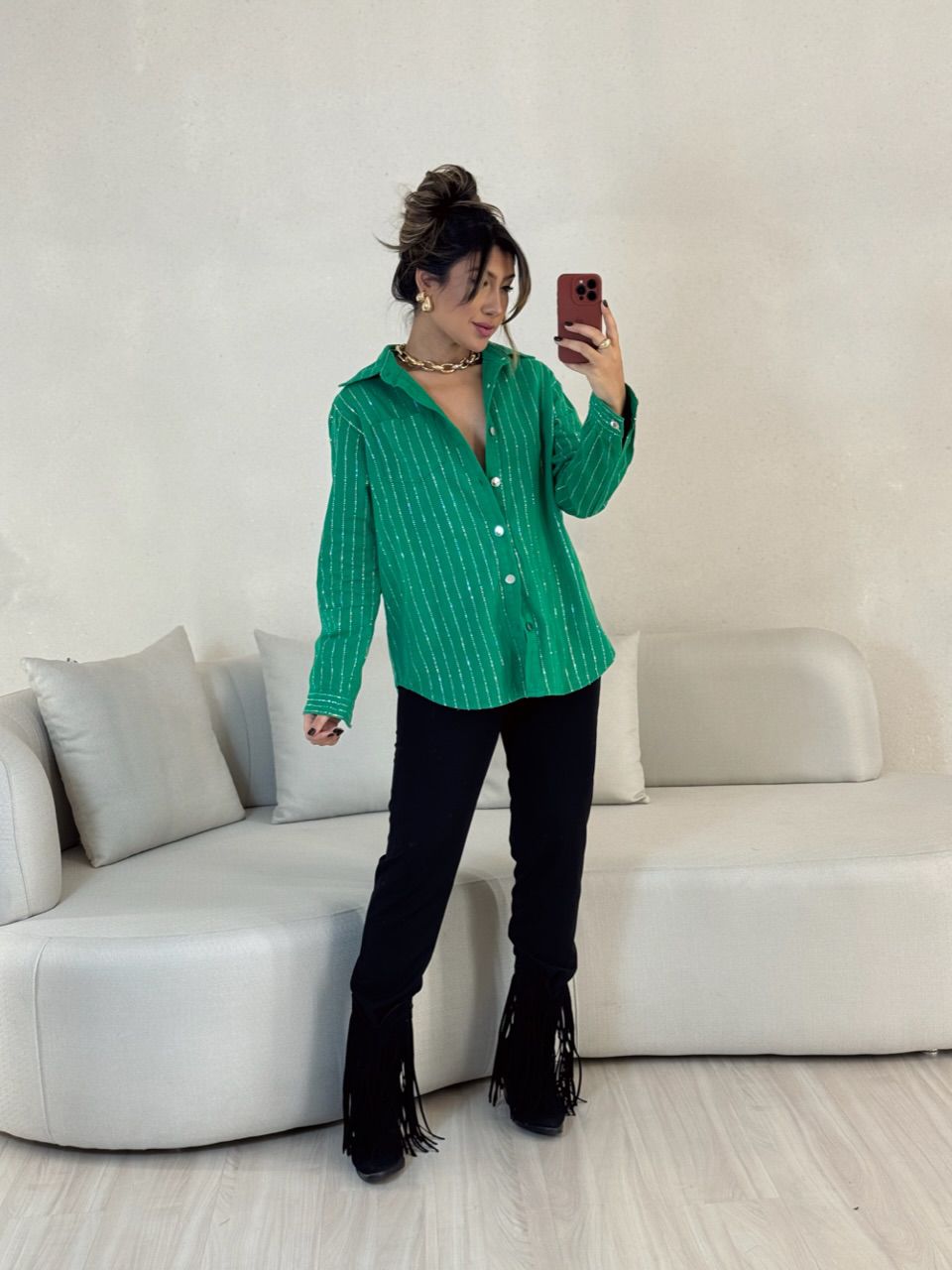 CAMISA MELISSA BRILHO VERDE