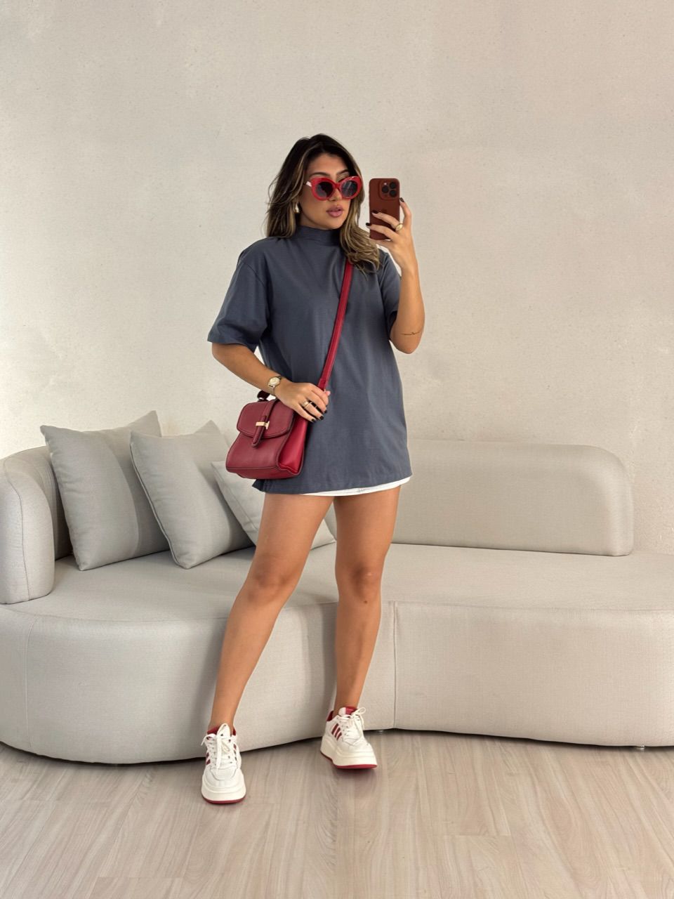 CAMISETÃO AMORA BÁSICO CINZA - 0052810091 - CAROLLA FERRARO