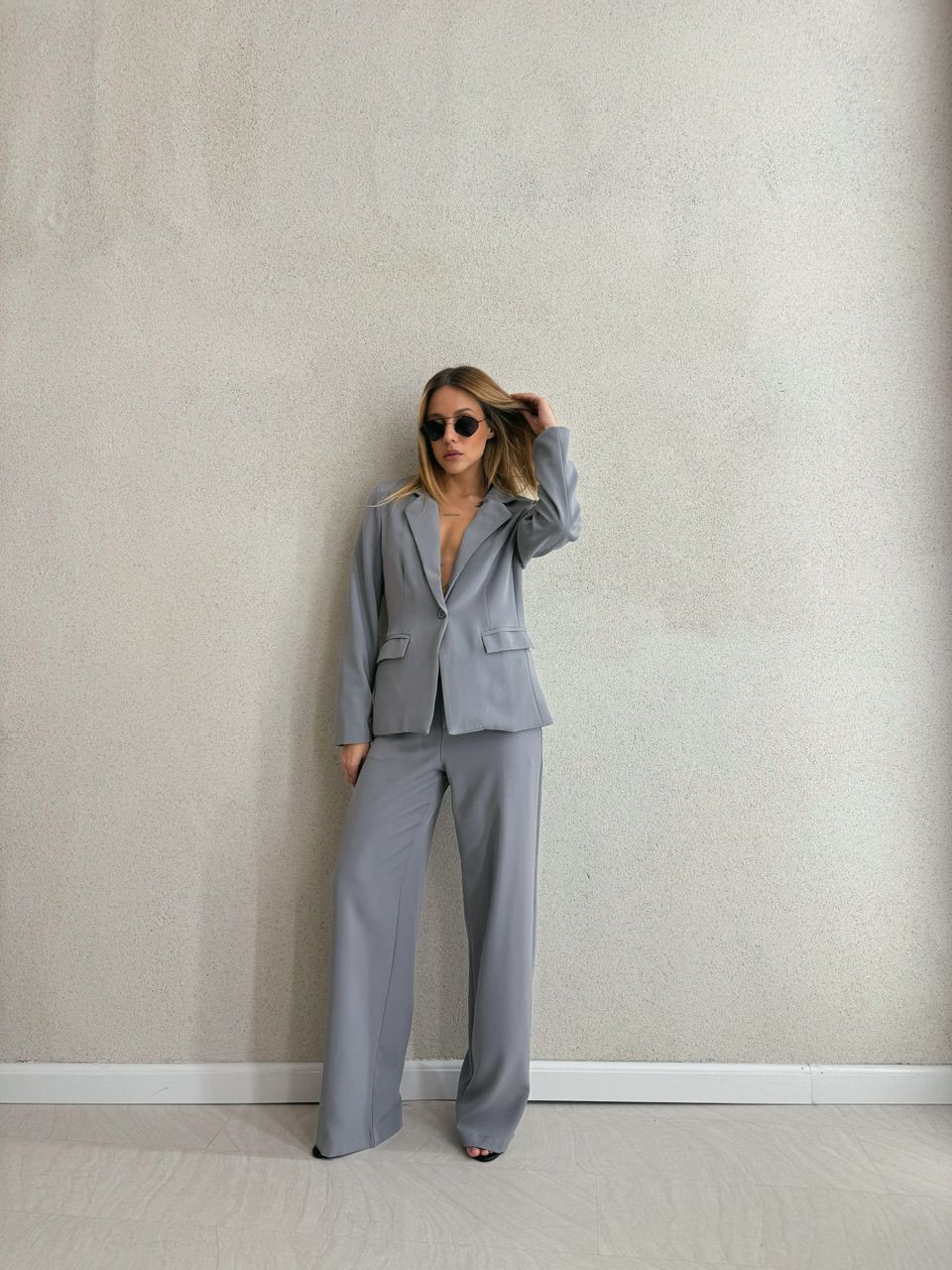 CONJUNTO ELLEN BLAZER CINZA - 0052980091 - CAROLLA FERRARO