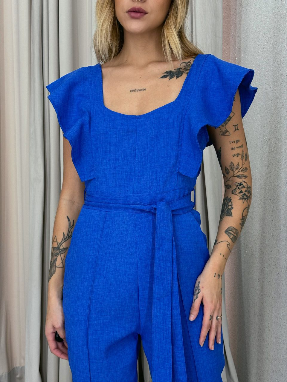 MACACÃO BEATRIZ LINHO AZUL