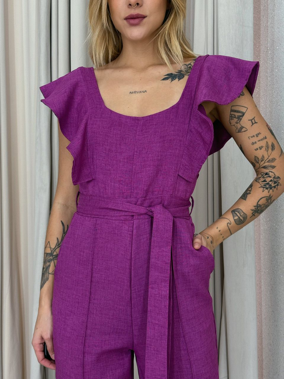 MACACÃO BEATRIZ LINHO FUCSIA
