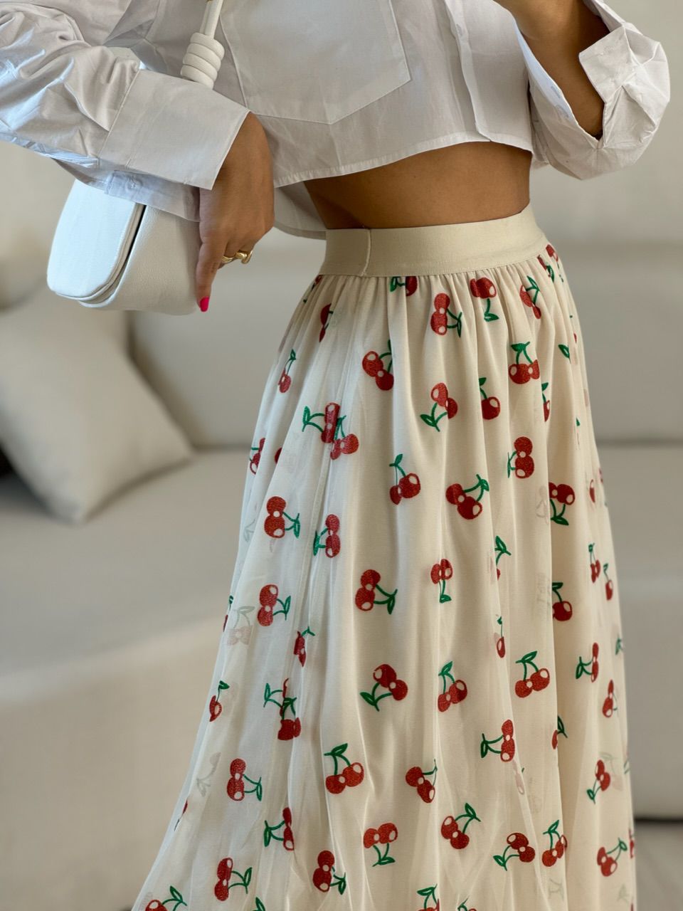 SAIA TULE CEREJA MARFIM