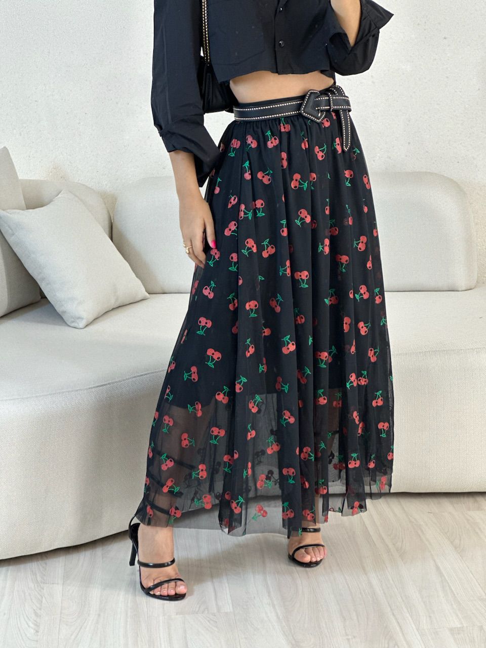 SAIA TULE CEREJA PRETA - 0054100033 - CAROLLA FERRARO