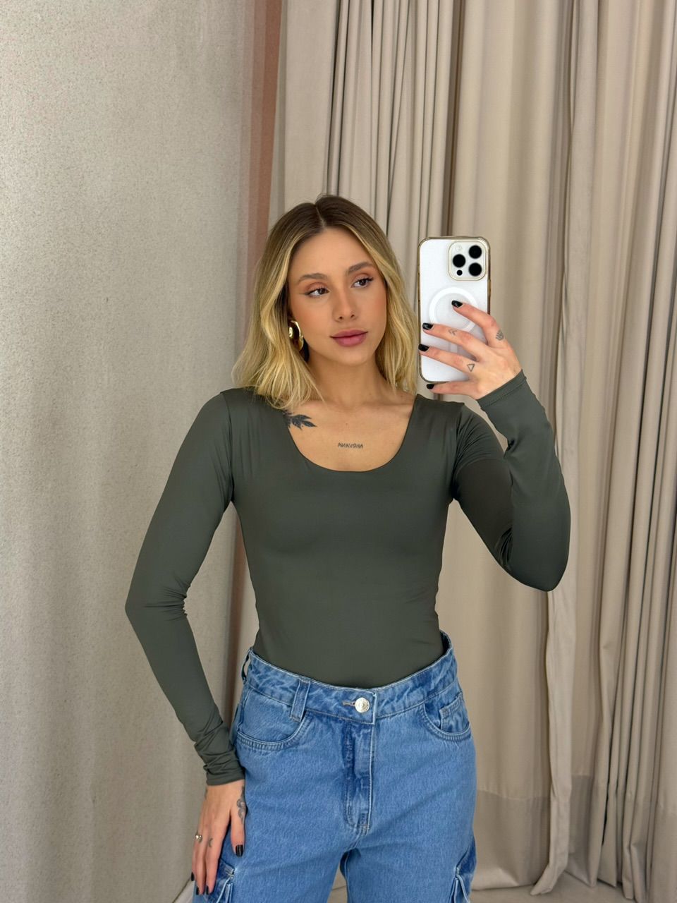 BODY GABRIELA CF MANGA LONGA VERDE