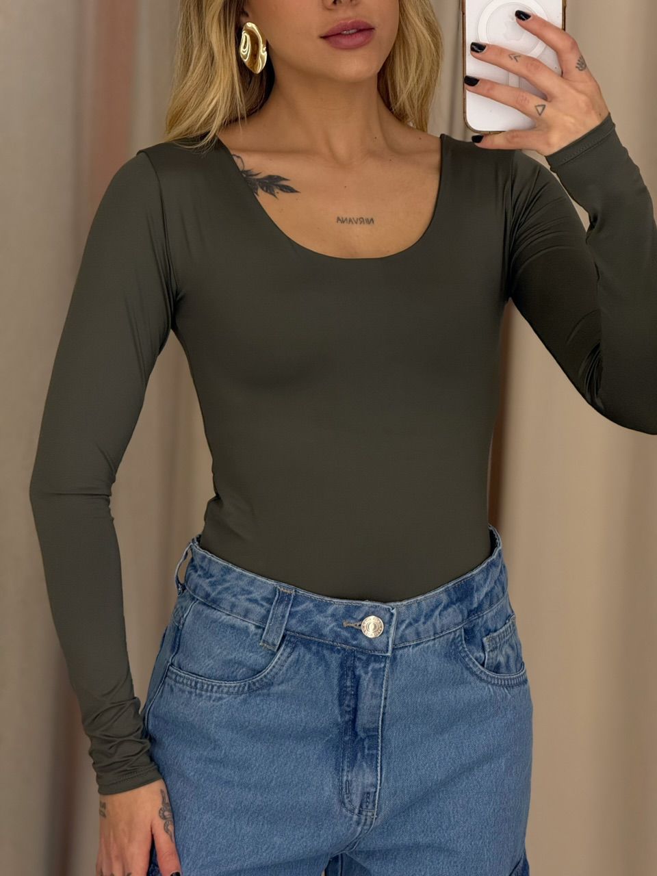 BODY GABRIELA CF MANGA LONGA VERDE