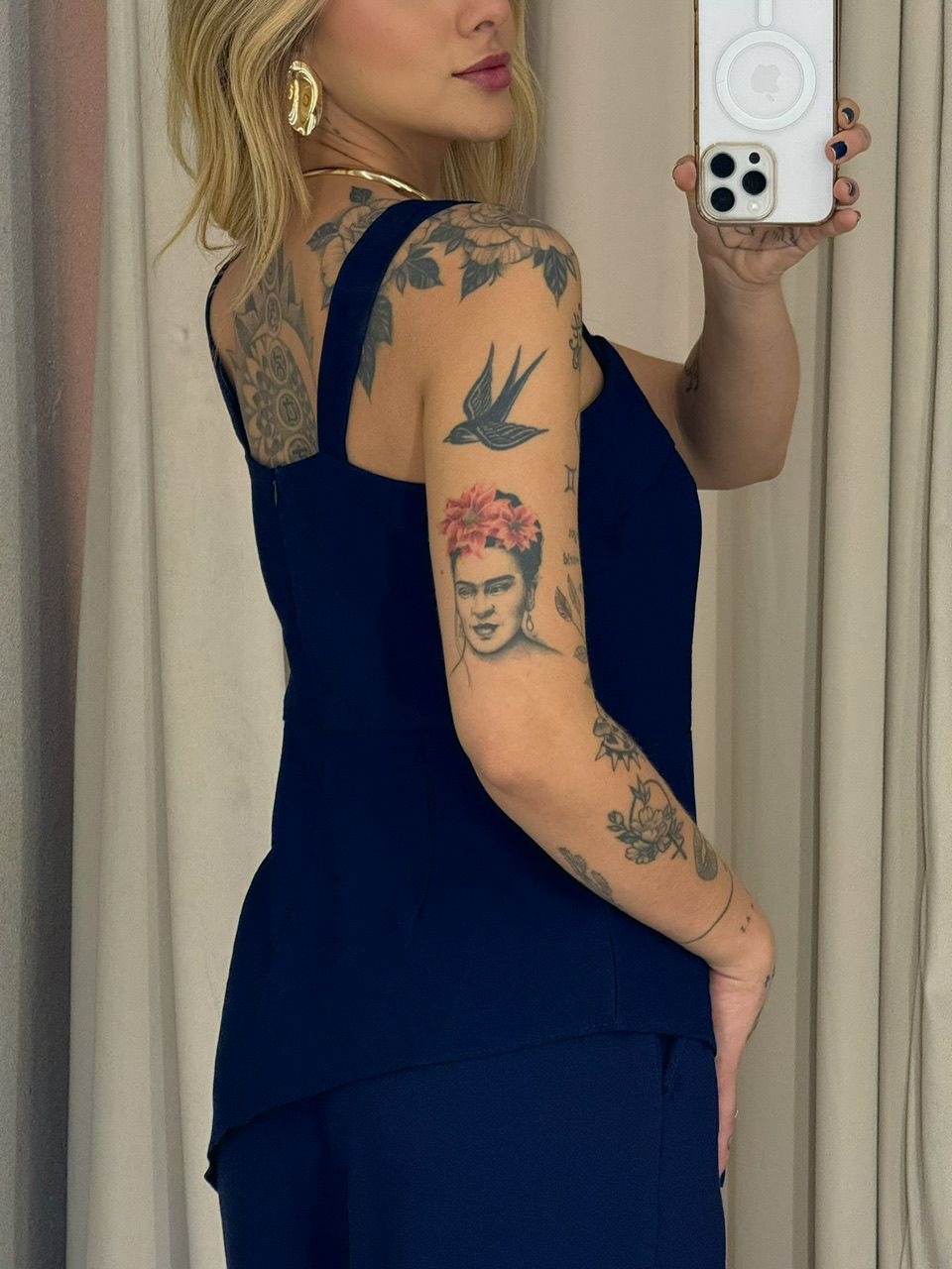 CONJUNTO CAILANY BLUSA ASSIMÉTRICA MARINHO