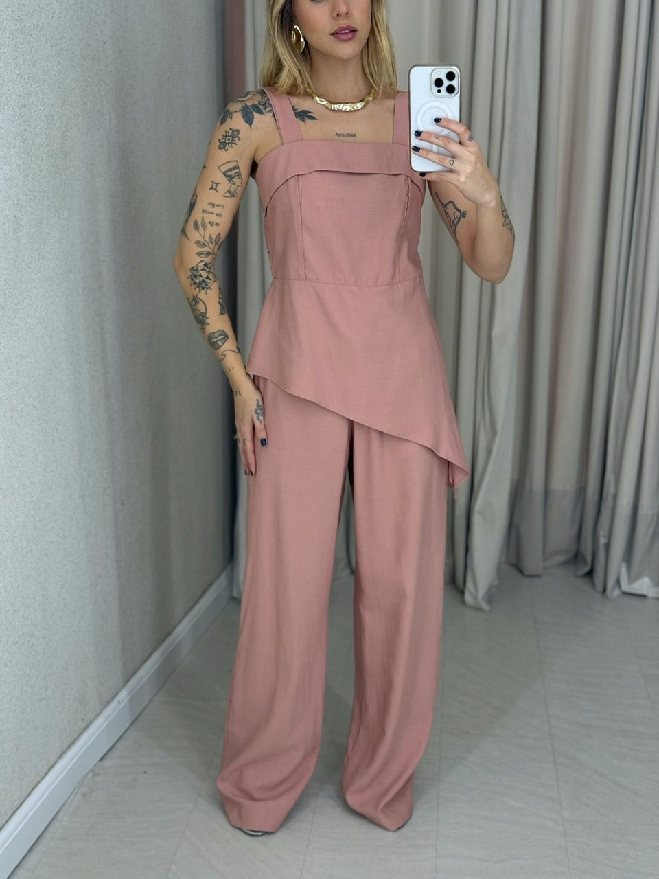CONJUNTO CAILANY BLUSA ASSIMÉTRICA ROSÊ