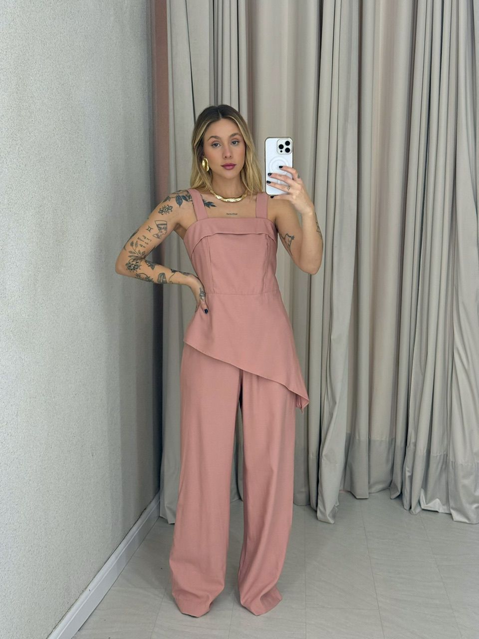CONJUNTO CAILANY BLUSA ASSIMÉTRICA ROSÊ