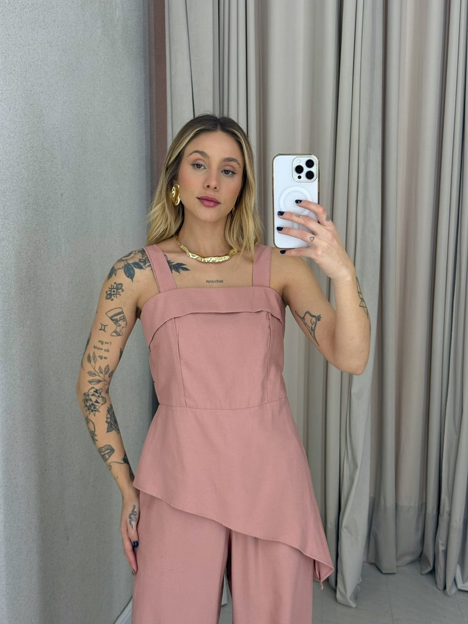 CONJUNTO CAILANY BLUSA ASSIMÉTRICA ROSÊ