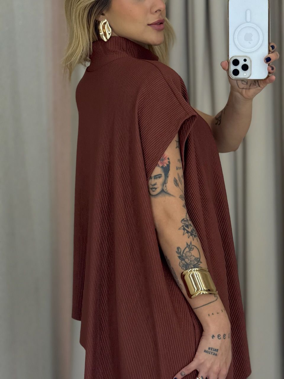 CONJUNTO MARIA JULIA BLUSA ASSIMÉTRICA MARROM