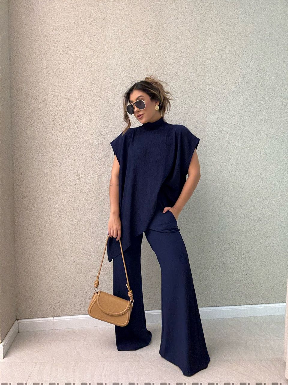 CONJUNTO MARIA JULIA BLUSA ASSIMÉTRICA marinho - 0... - CAROLLA FERRARO