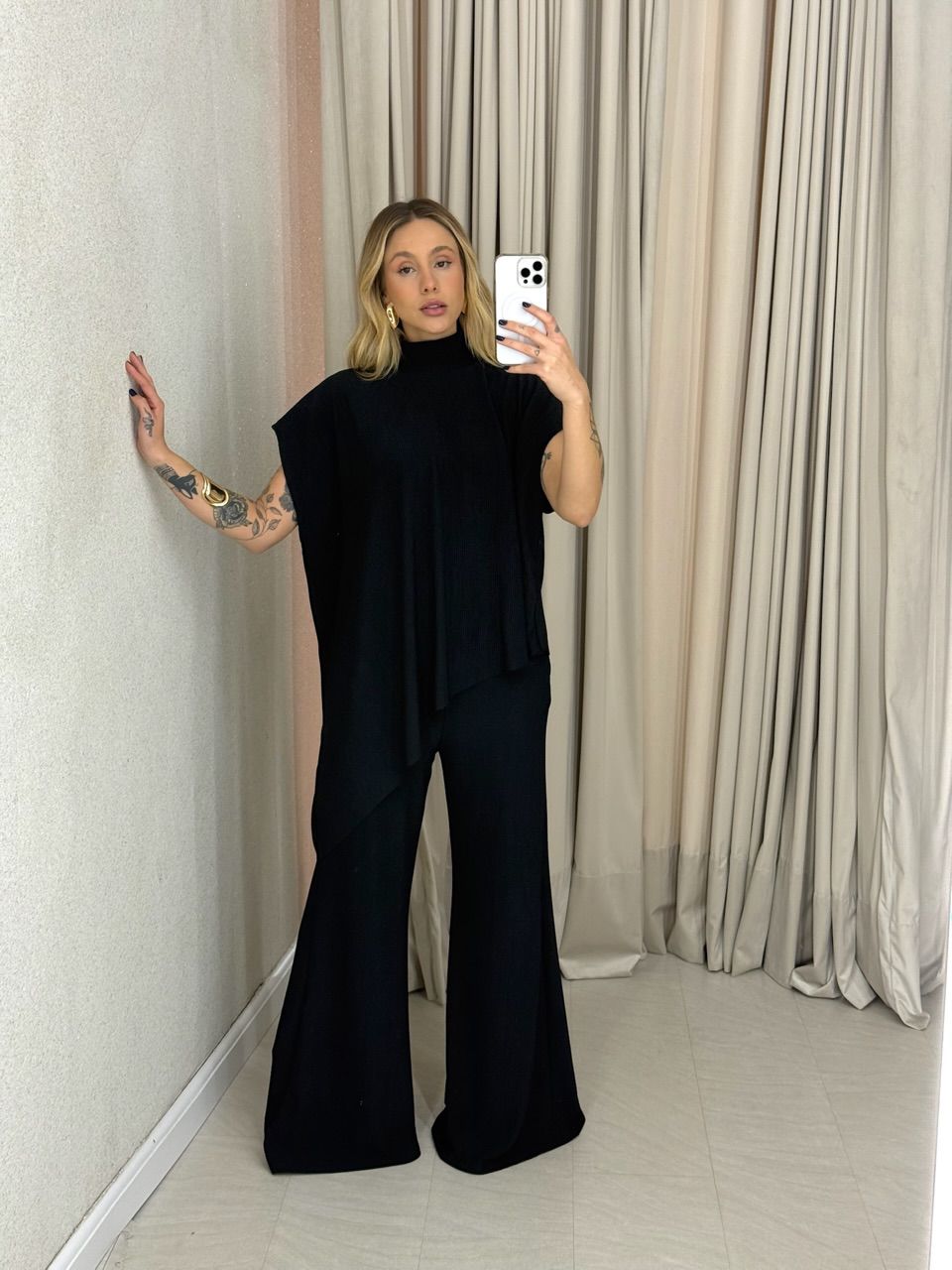 CONJUNTO MARIA JULIA BLUSA ASSIMÉTRICA preto