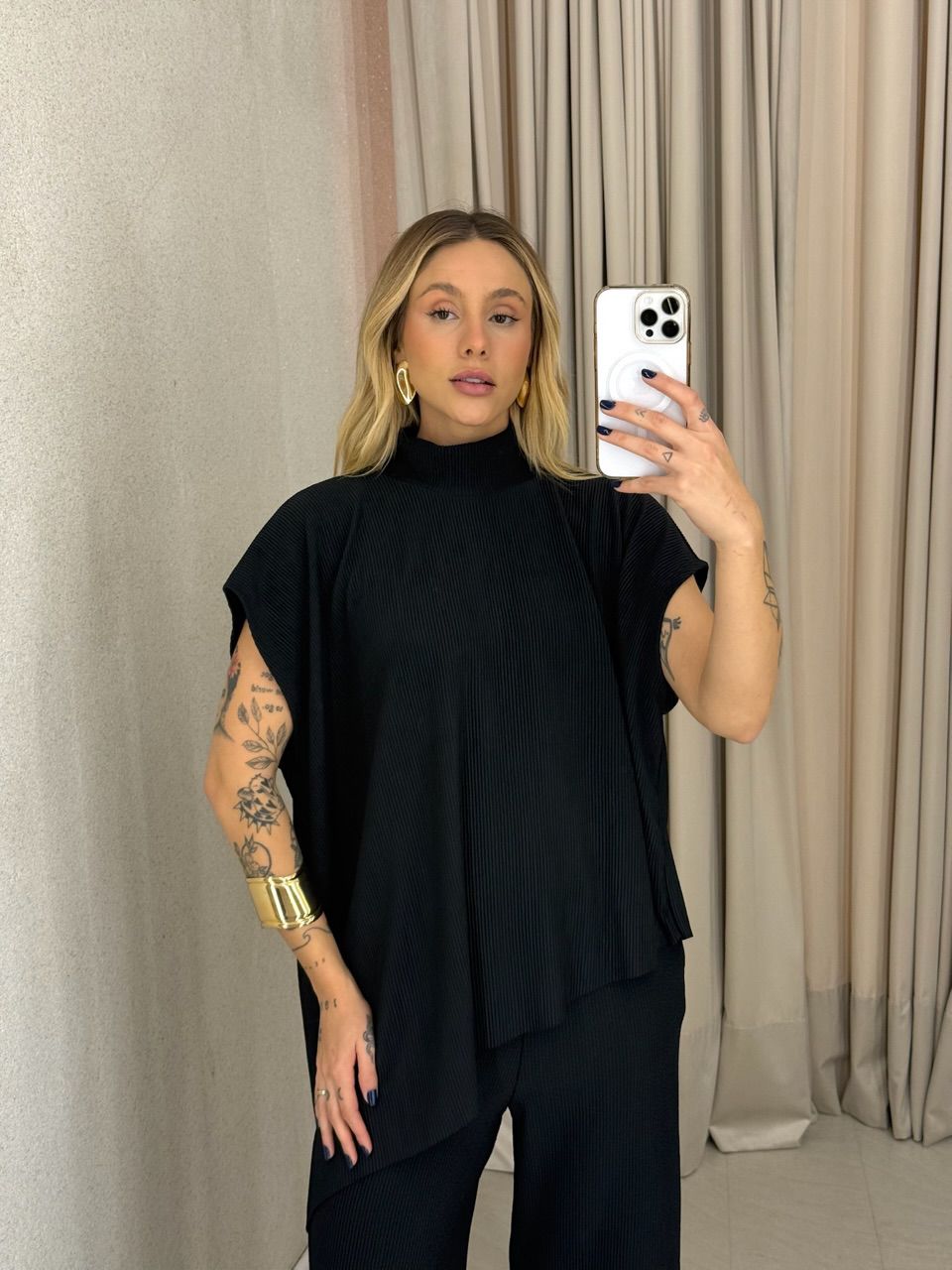 CONJUNTO MARIA JULIA BLUSA ASSIMÉTRICA preto