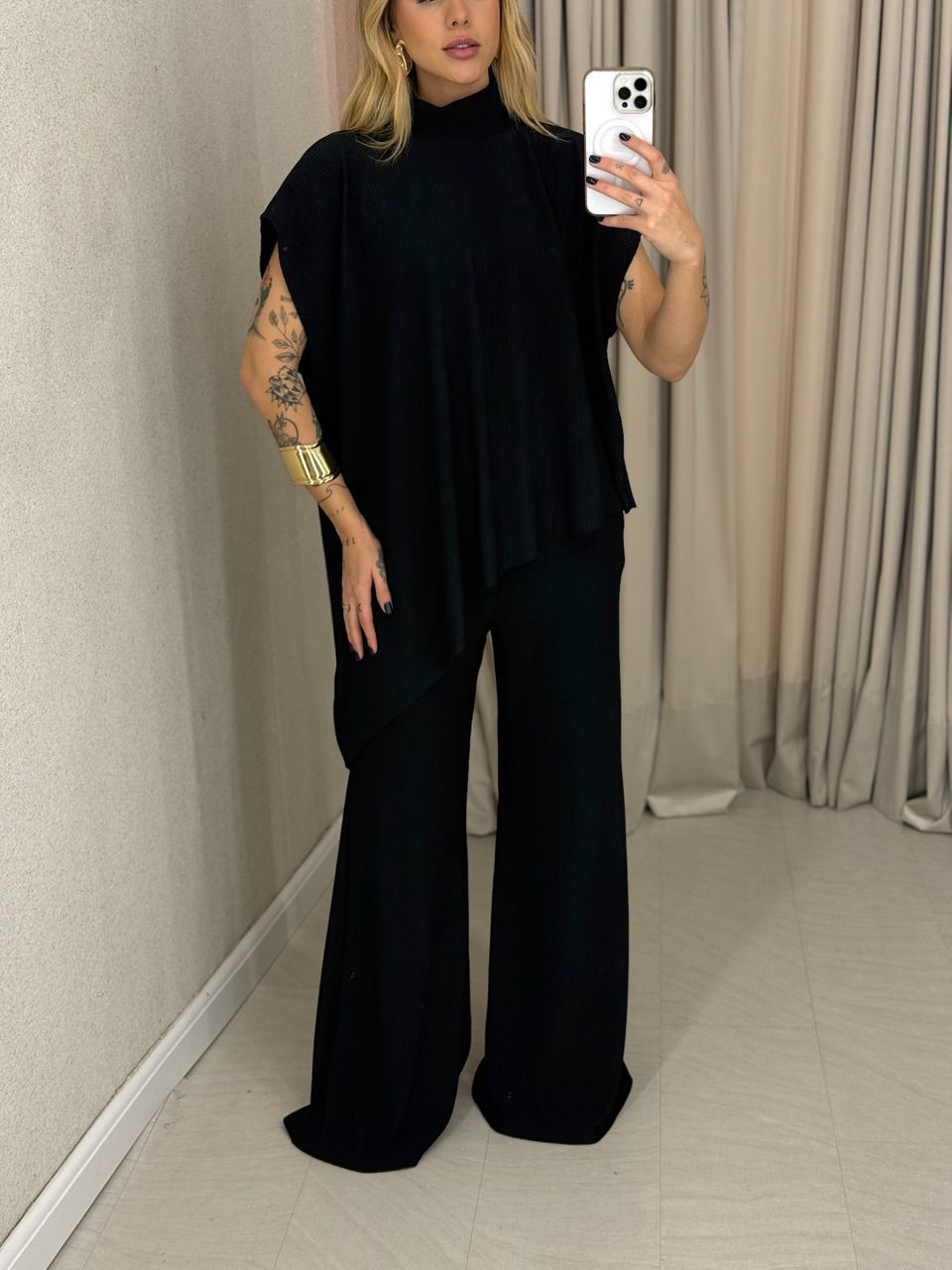 CONJUNTO MARIA JULIA BLUSA ASSIMÉTRICA preto