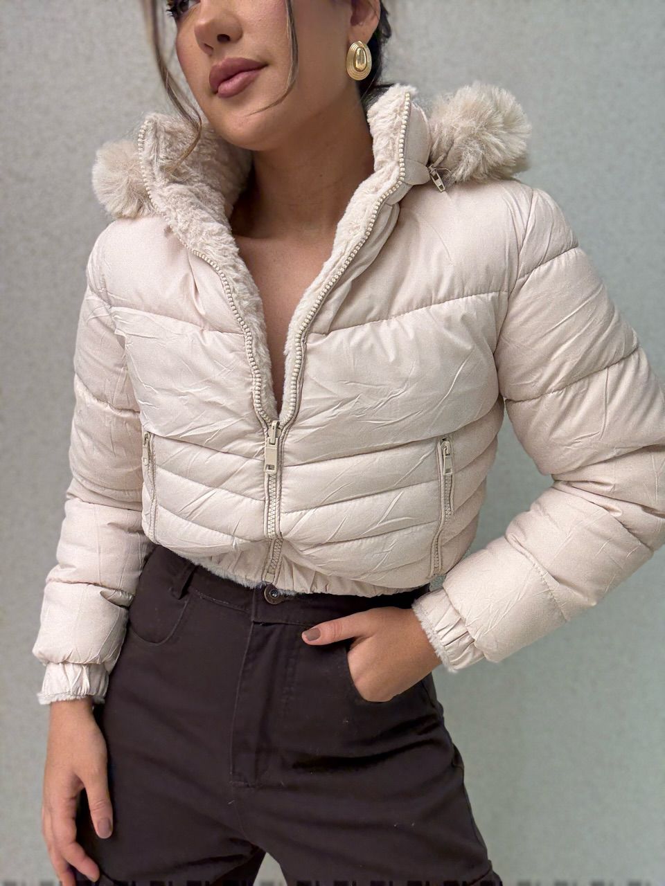 PUFFER CIBELE PELINHOS AREIA - 0066360110 - CAROLLA FERRARO
