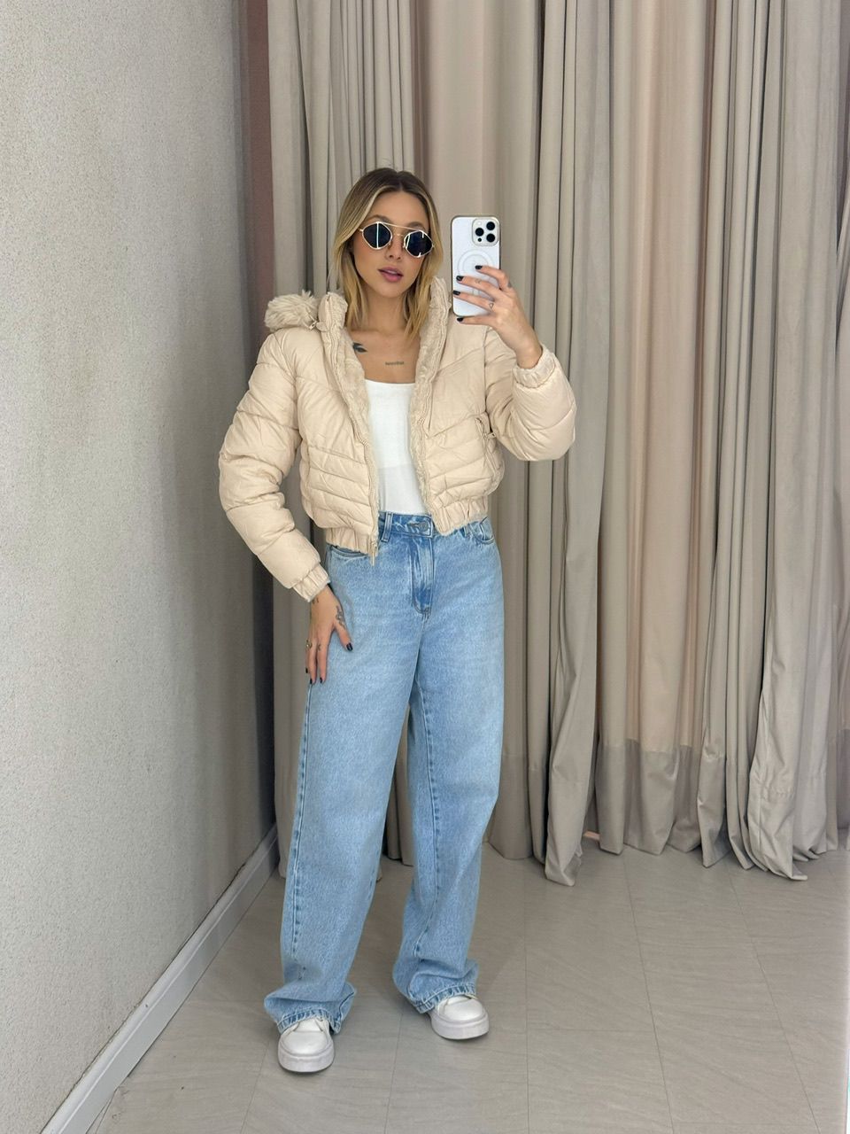 PUFFER CIBELE PELINHOS AREIA