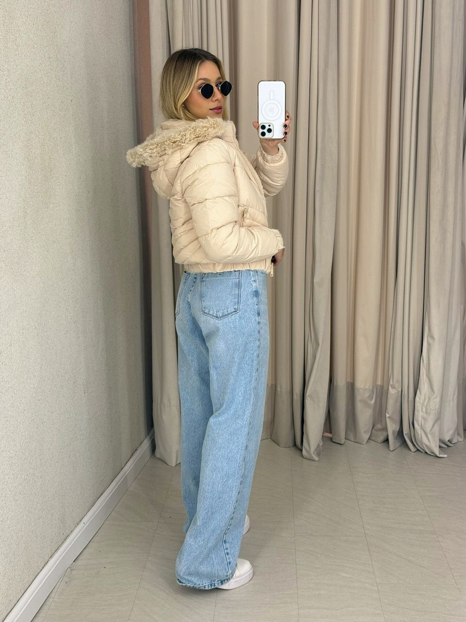 PUFFER CIBELE PELINHOS AREIA