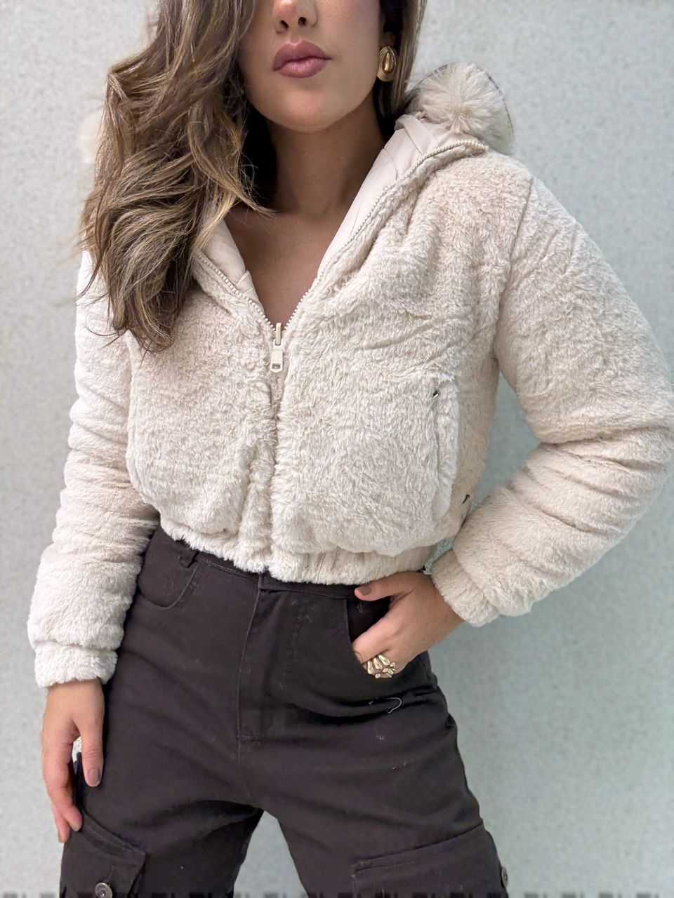PUFFER CIBELE PELINHOS AREIA