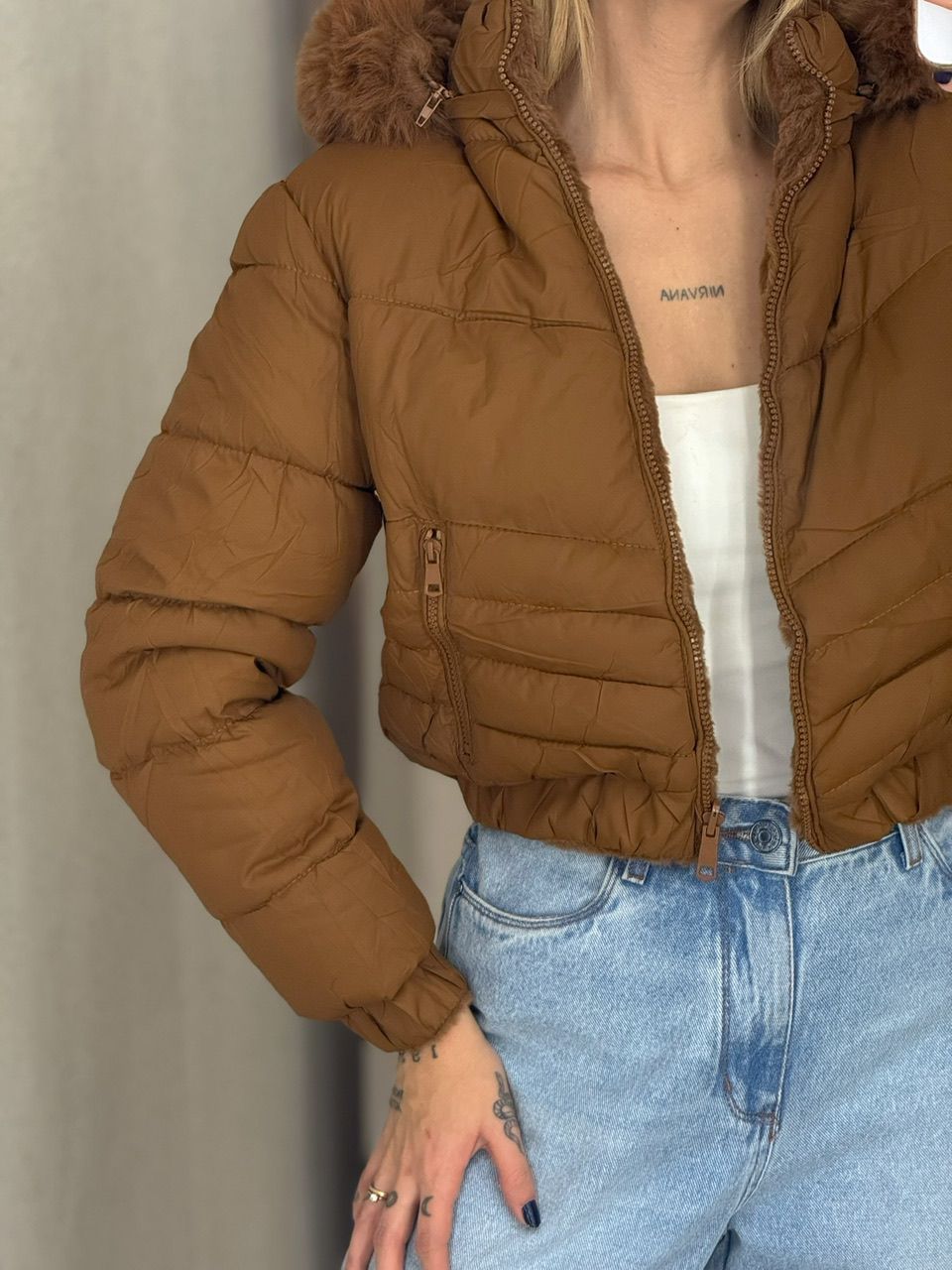 PUFFER CIBELE PELINHOS CARAMELO