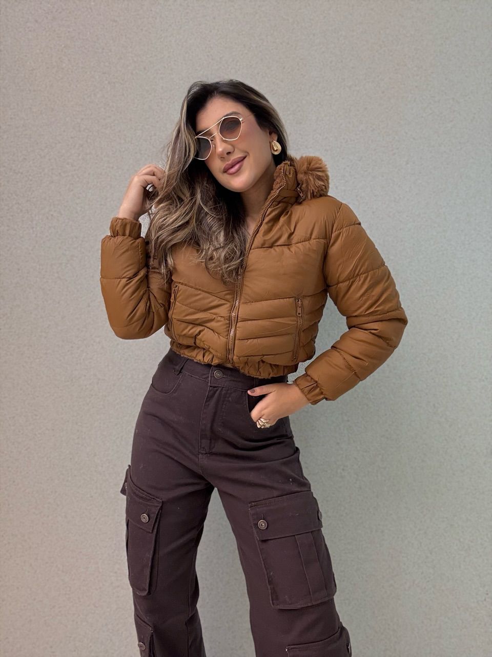 PUFFER CIBELE PELINHOS CARAMELO - 0066360095 - CAROLLA FERRARO
