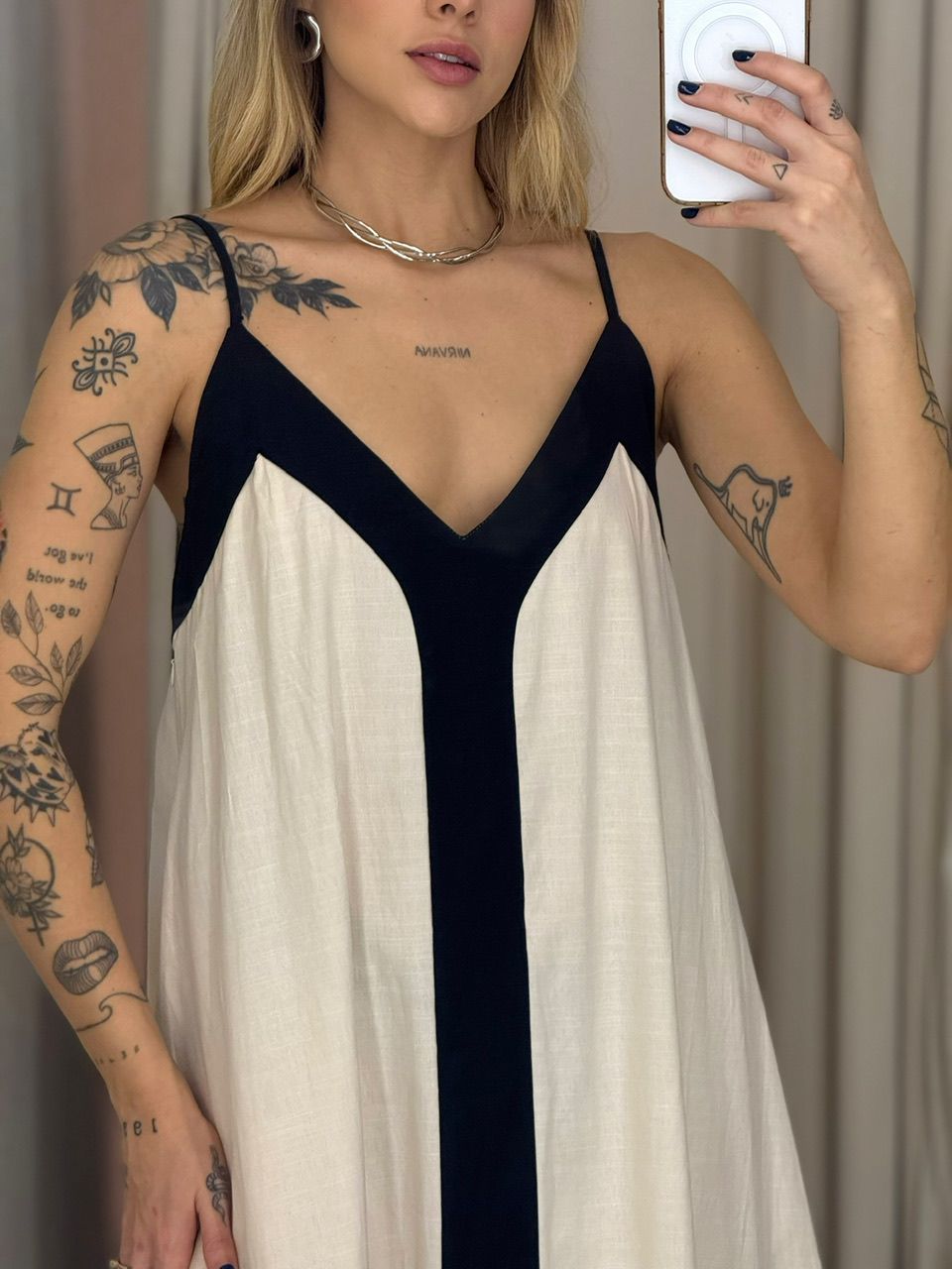 VESTIDO DALILA LINHO AREIA