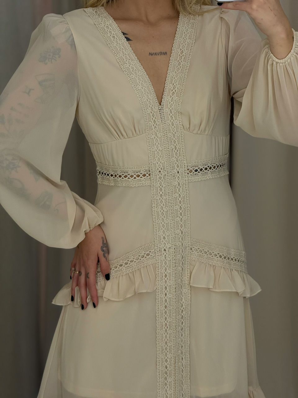 VESTIDO MAGALI LONGO AREIA