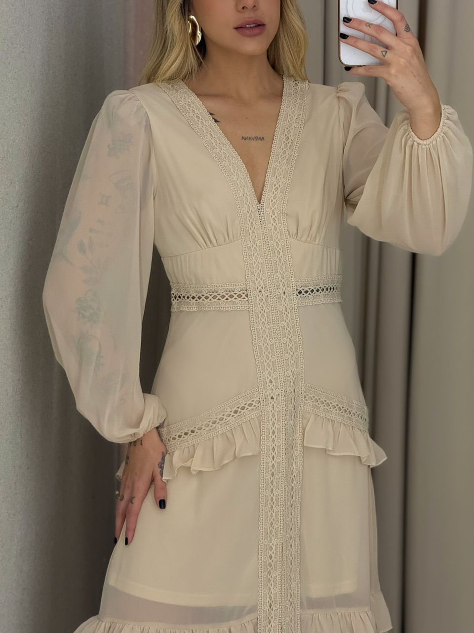 VESTIDO MAGALI LONGO AREIA