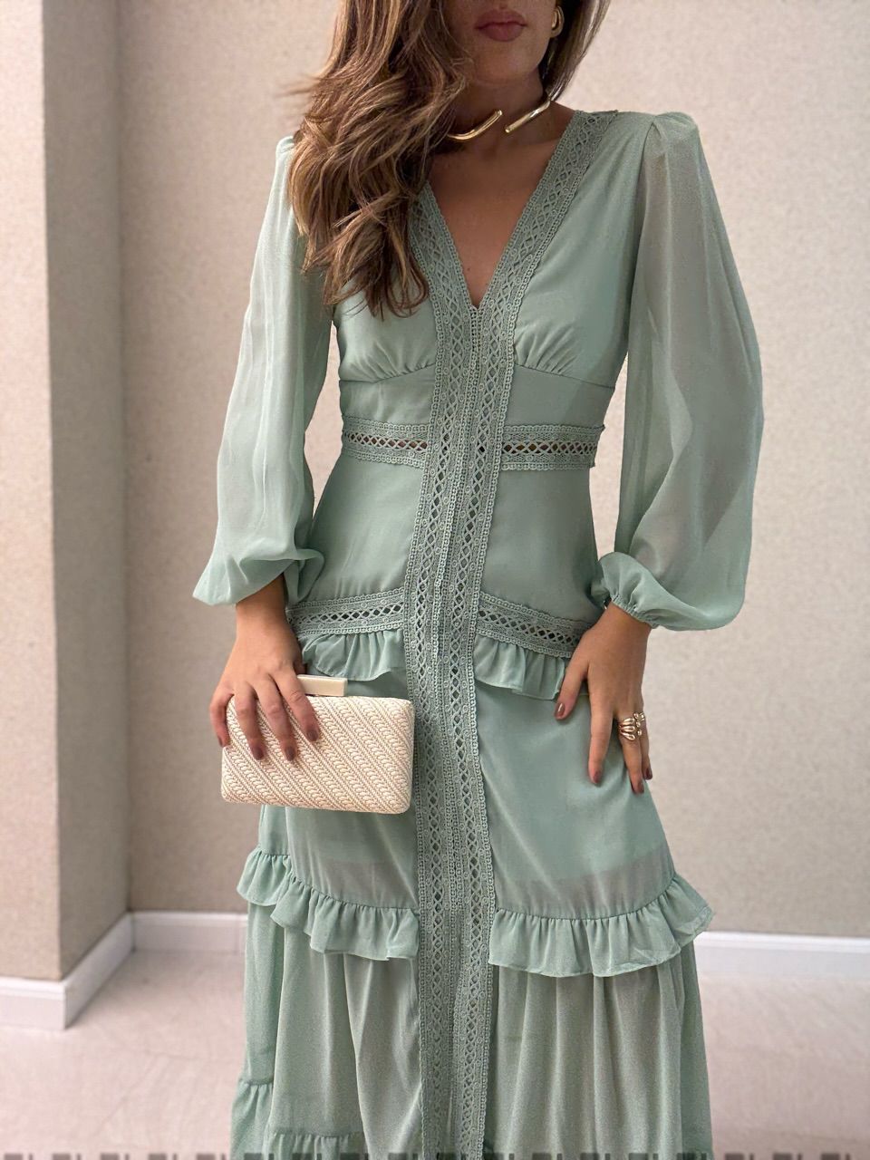 VESTIDO MAGALI LONGO VERDE