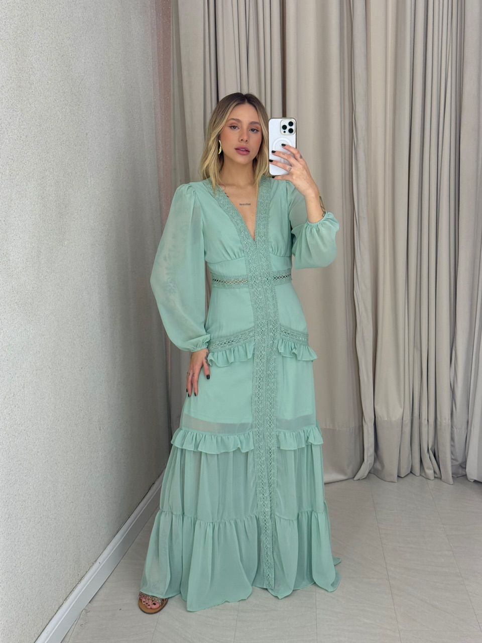 VESTIDO MAGALI LONGO VERDE