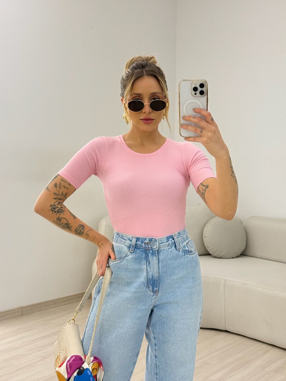BLUSA ANANDA BASIC ROSA - 0067410031 - CAROLLA FERRARO