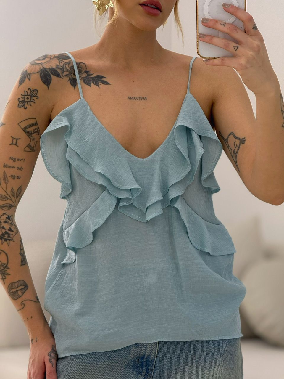 BLUSA TAIS ALÇA AZUL