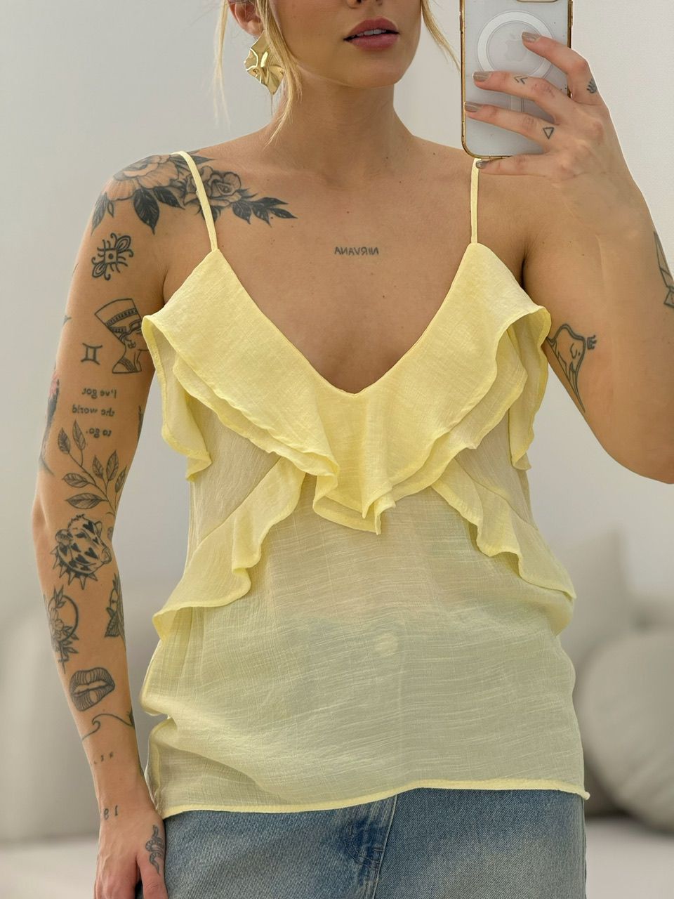 BLUSA TAIS ALÇA YELLOW BUTTER