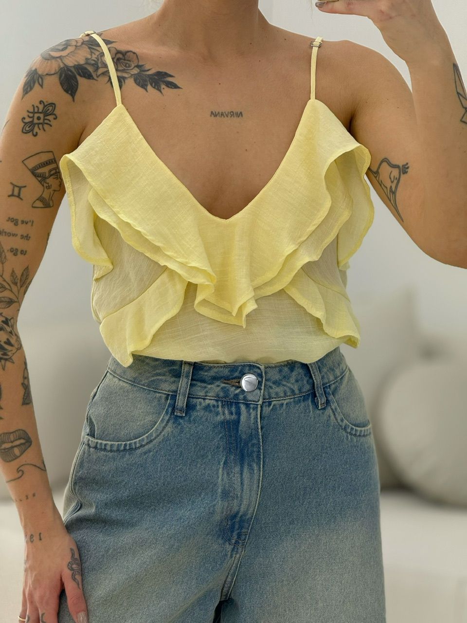 BLUSA TAIS ALÇA YELLOW BUTTER - 0067420431 - CAROLLA FERRARO