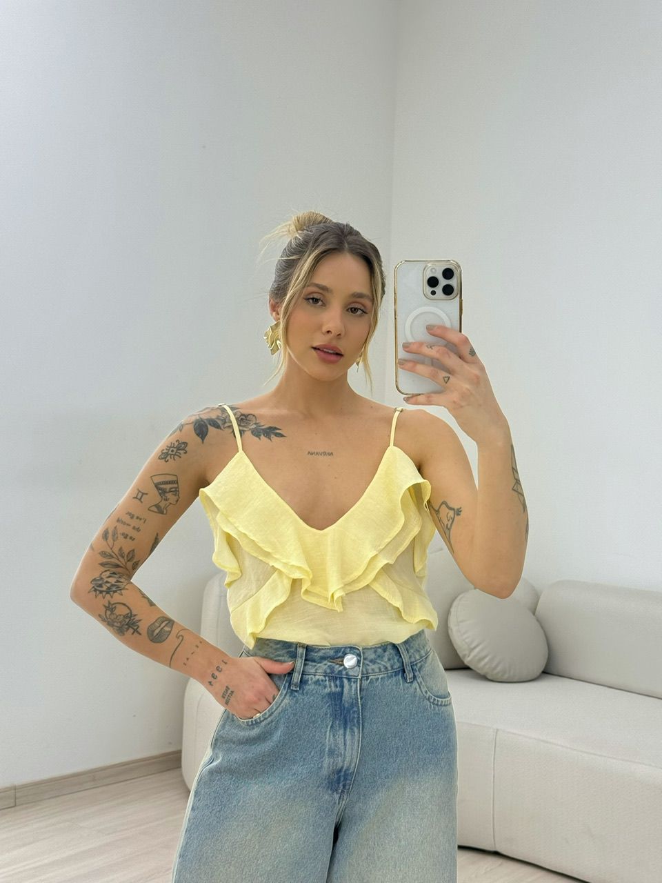 BLUSA TAIS ALÇA YELLOW BUTTER
