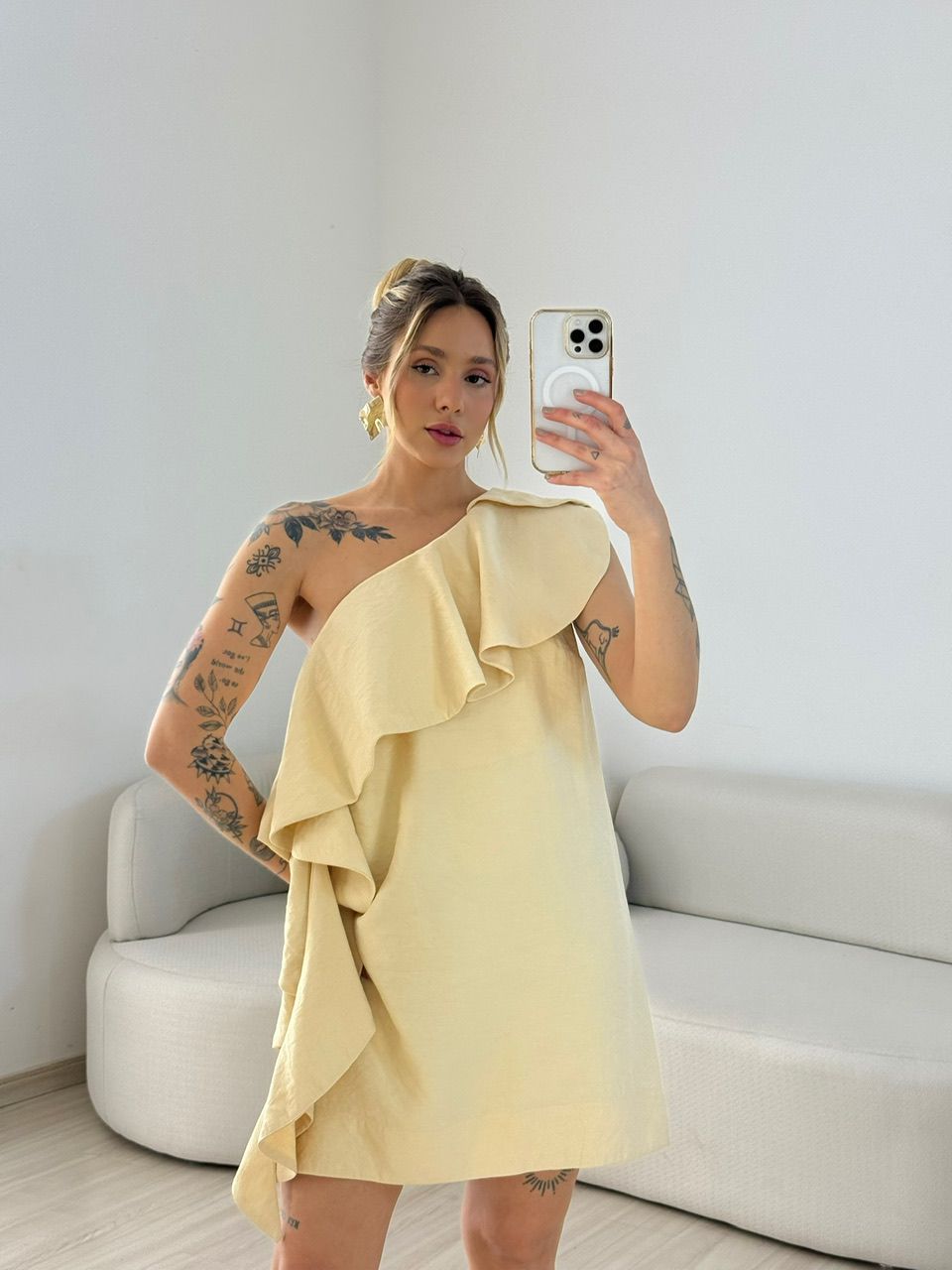 VESTIDO ANA LIA CURTO YELLOW BUTTER - 0067370431 - CAROLLA FERRARO