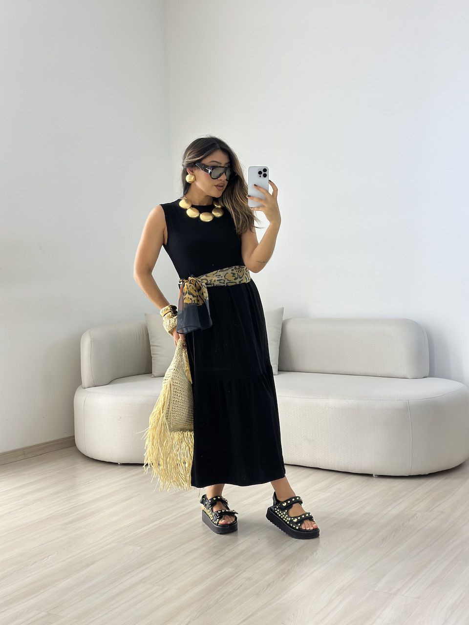 VESTIDO GILDA CAVADO preto - 0059440032 - CAROLLA FERRARO