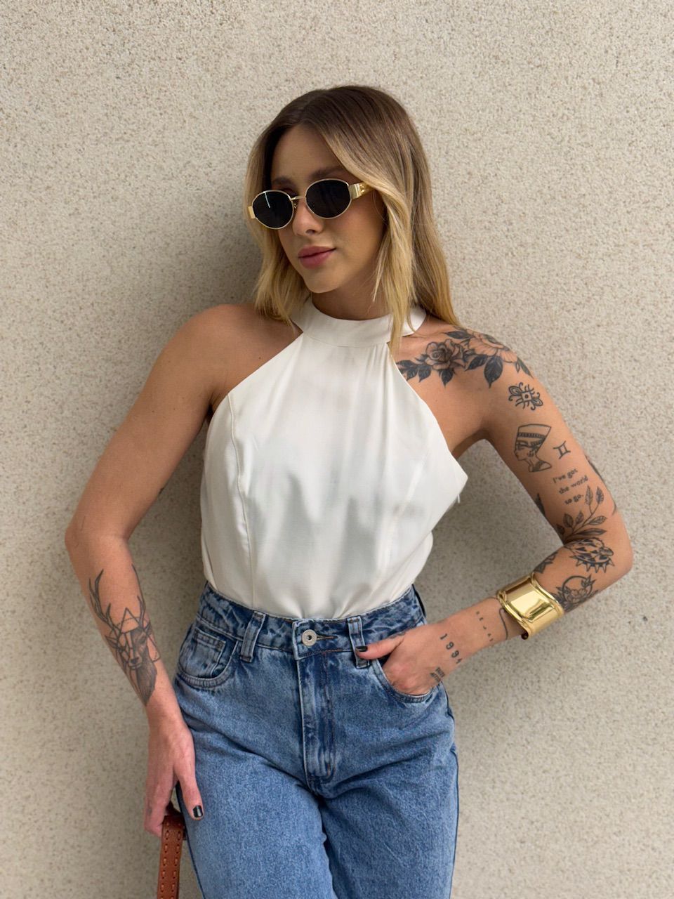BLUSA LEONORA FRENTE ÚNICA OFF - 0069010326 - CAROLLA FERRARO