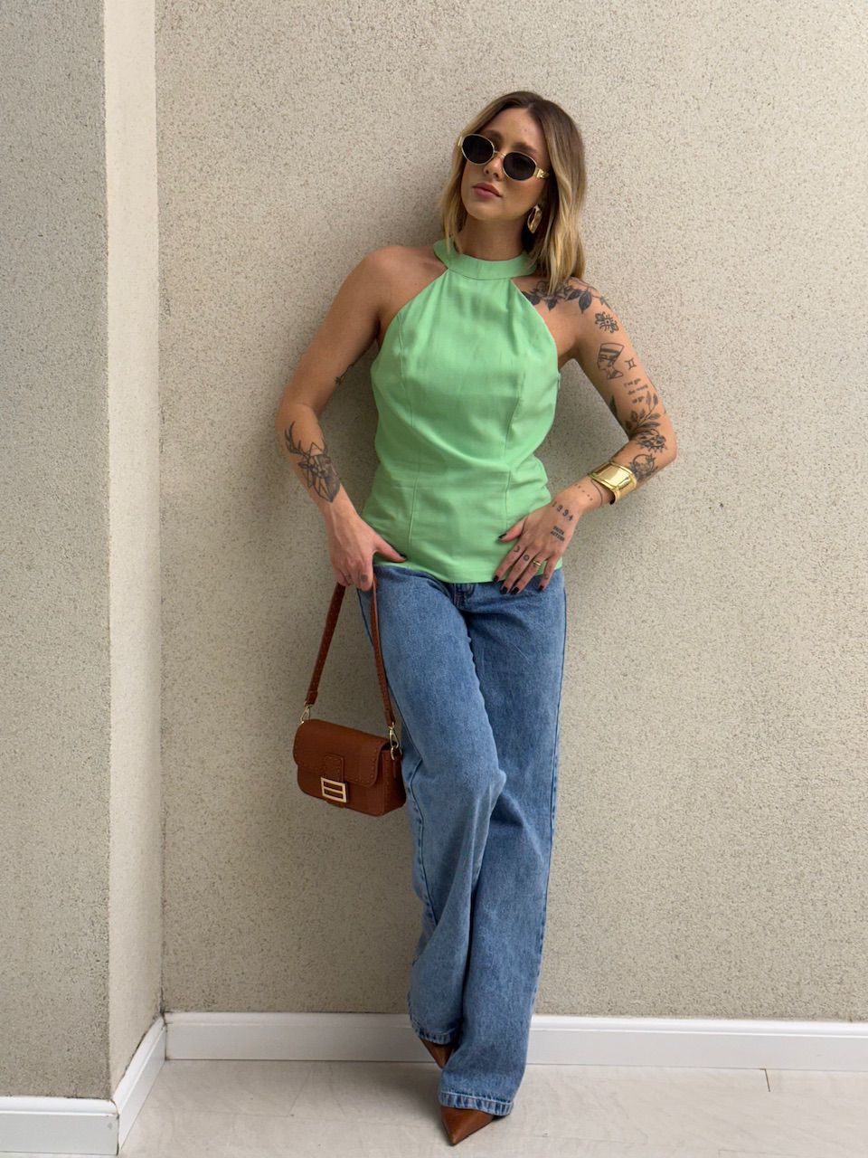 BLUSA LEONORA FRENTE ÚNICA VERDE