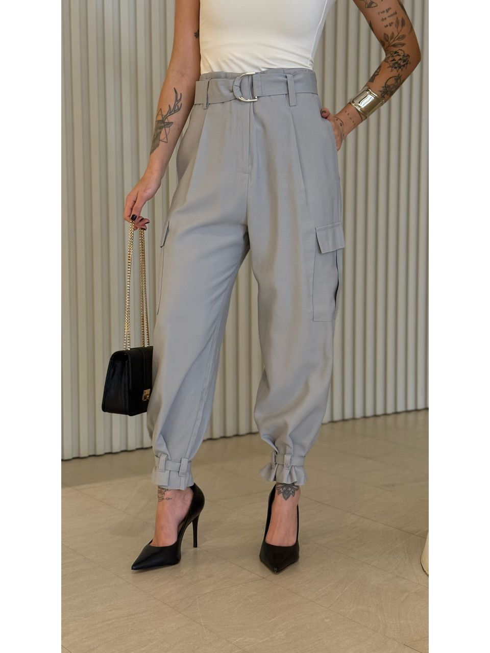 CALÇA SOLANGE CARGO CINZA