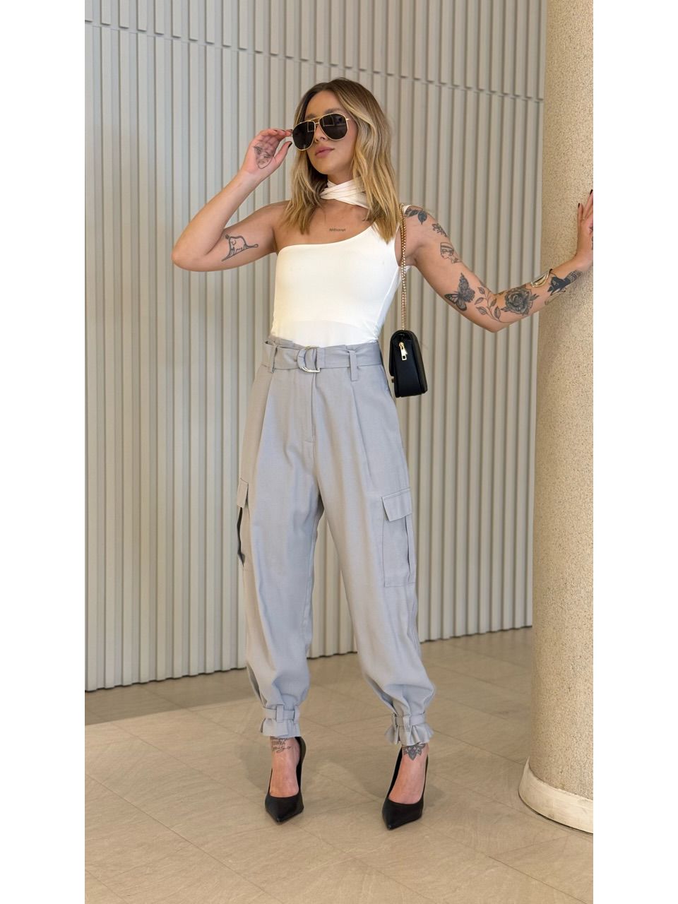 CALÇA SOLANGE CARGO CINZA
