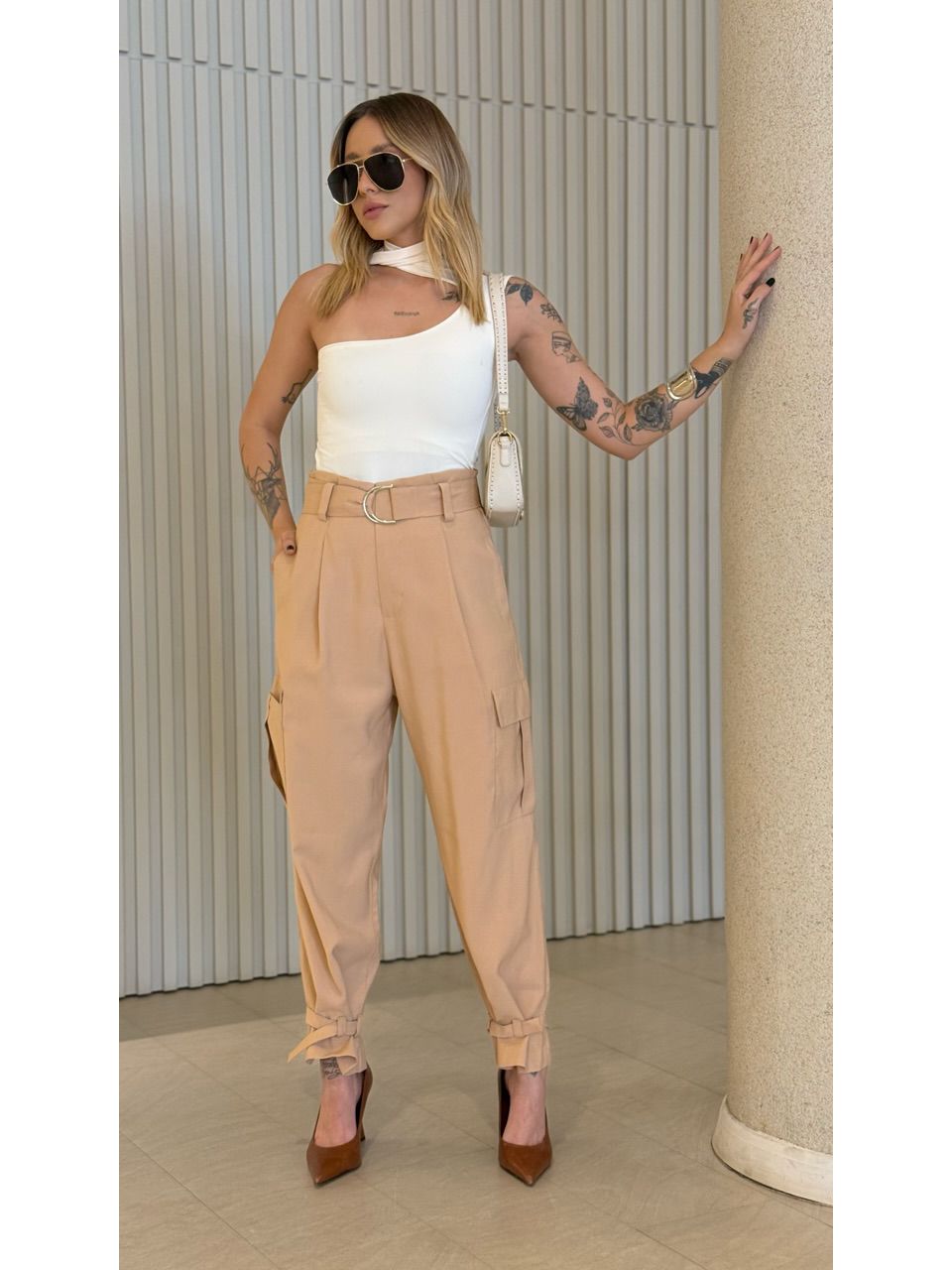 CALÇA SOLANGE CARGO NUDE