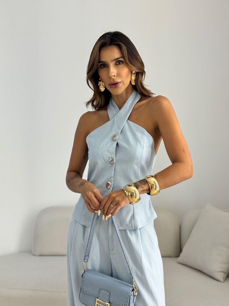 CONJUNTO TÂNIA BOTÕES BABY BLUE